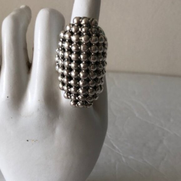 E&L Israel Statement Popcorn Ring Sterling Silver Electroform  Sz. 7 - Picture 5 of 15